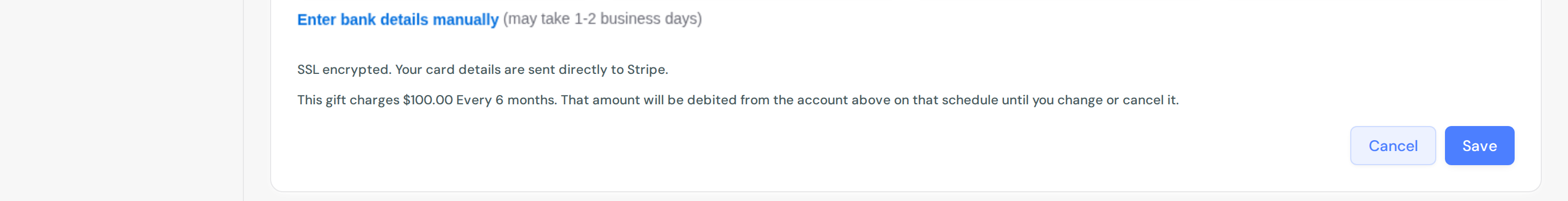 The Enter bank details manually link, sitting below the list of banks